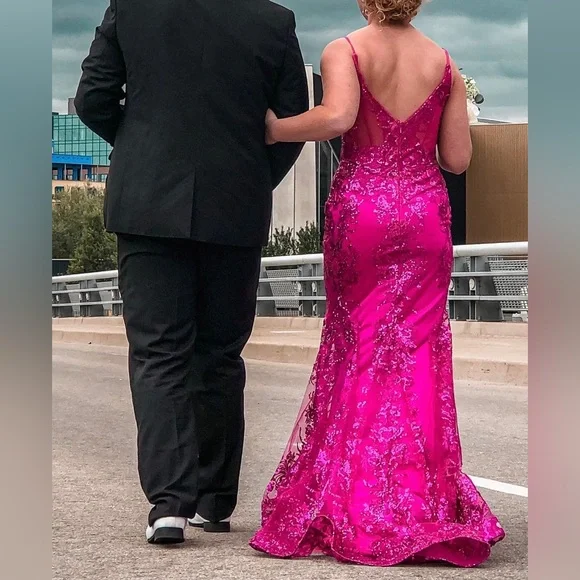 open lace back dress FITTED RHINESTONE SATIN GOWN BY CINDERELLA DIVINE KV1063 – Joselin Boutique  and Events